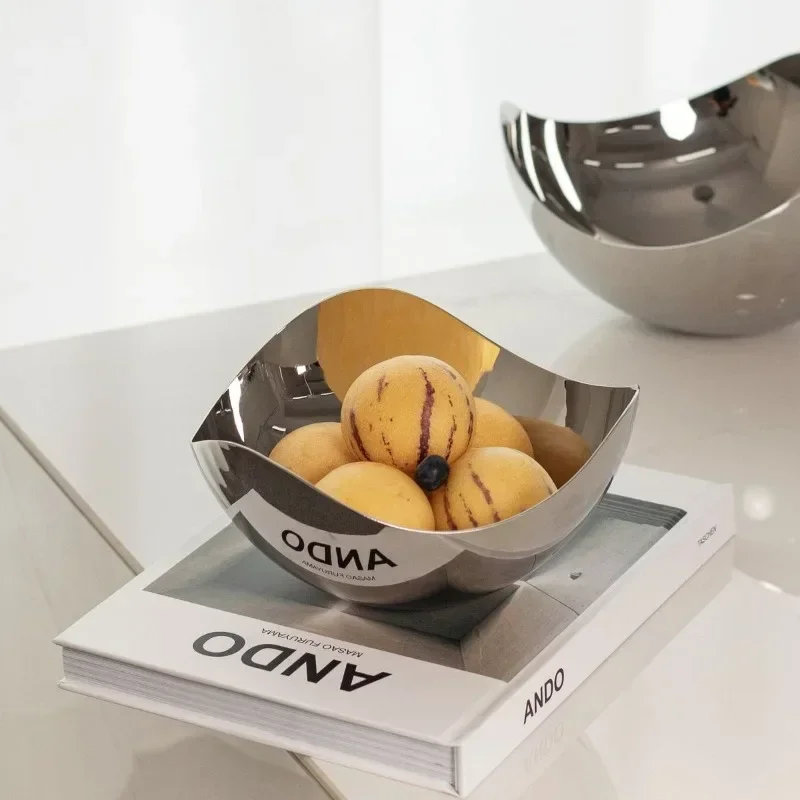 Nordic Ins Style Stainless Steel Light Luxury Fruit Tray, Tea Table Decoration, Snack Tray, Household Living Room Fruit Tray