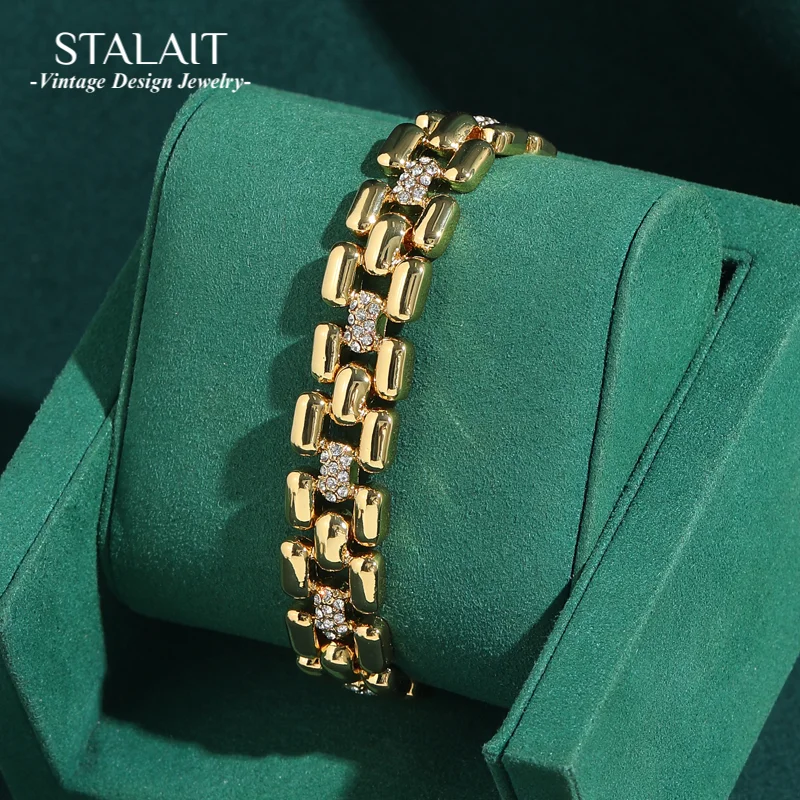 

Vintage 18k Gold Plated Watch Strap Chain Bracelet Charm Bangles For Woman Love Jewelry Accessories 2025 Trendy Gift New Arrival