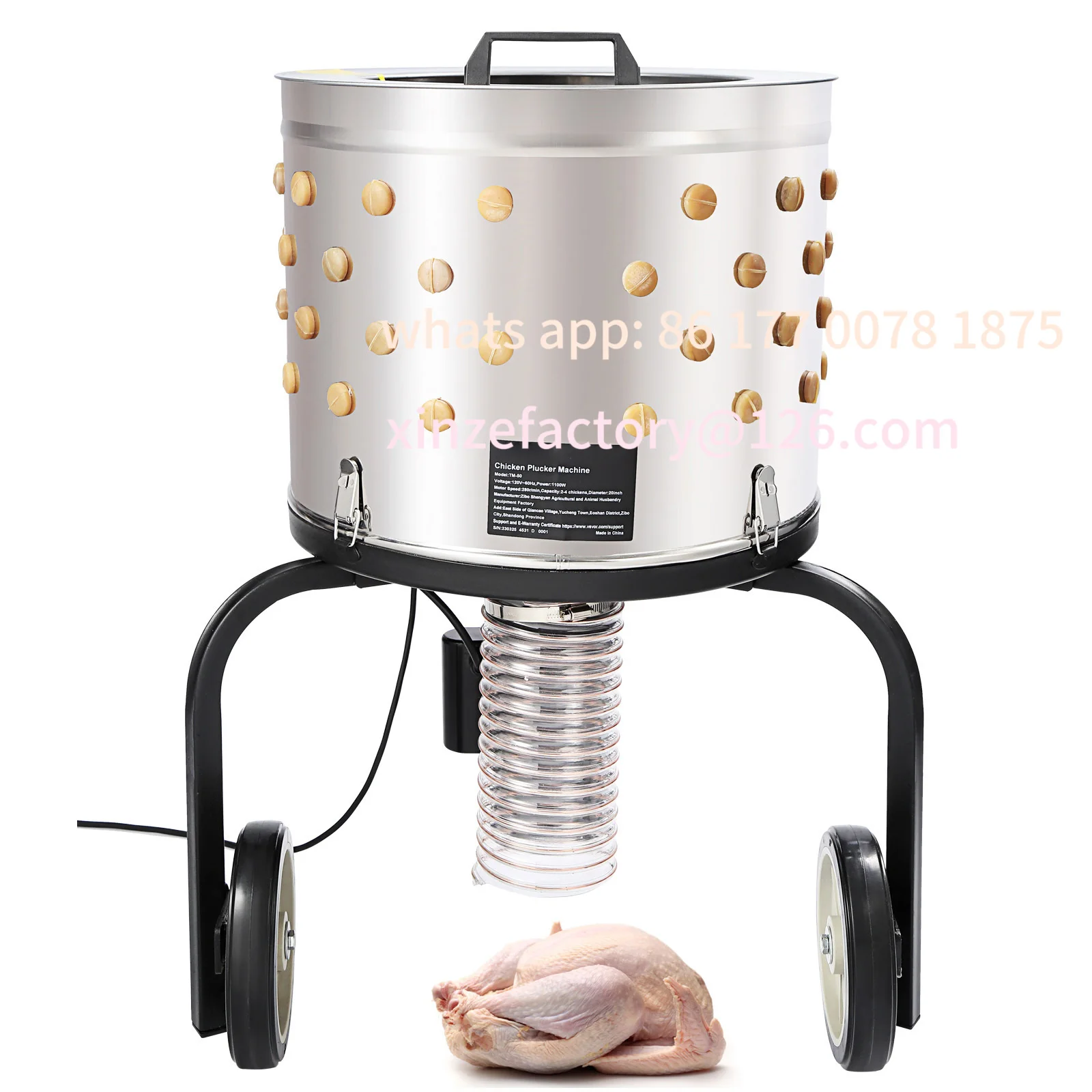 Customizable Chicken Plucker Machine Feather Plucker with 20-inch Stainless Steel Drum Defeathering Equipment with 108