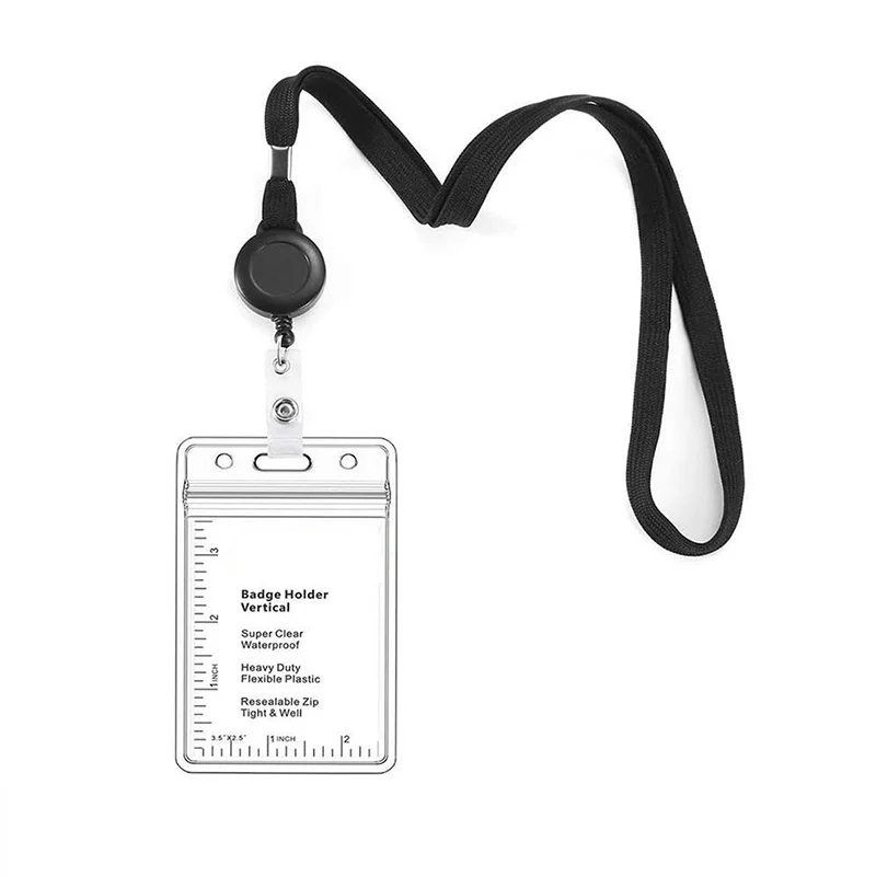 1-3Pcs Waterproof ID Badge Holder with Lanyard & Lobster Clasp Durable PVC Name Tag Card Sleeve for Work Office School Nurse TMZ view 3