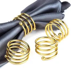 4 Pcs Gold Sliver Napkin Ring Table Setting Supply Circles Festival Decoration Desktop Golden Exquisite Round Buckle Party