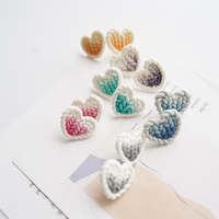 Trendy Multi Gradient Colors Heart Shape Handmade Braided Knitting Pattern Pop Polymer Clay Earring Stud Sets Women Jewelry