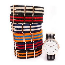 Rose Gold Pin Buckle Nylon Band 18MM 20MM 22MM 24MM Luxury Fashion Watch Replacement Strap Available in Multiple