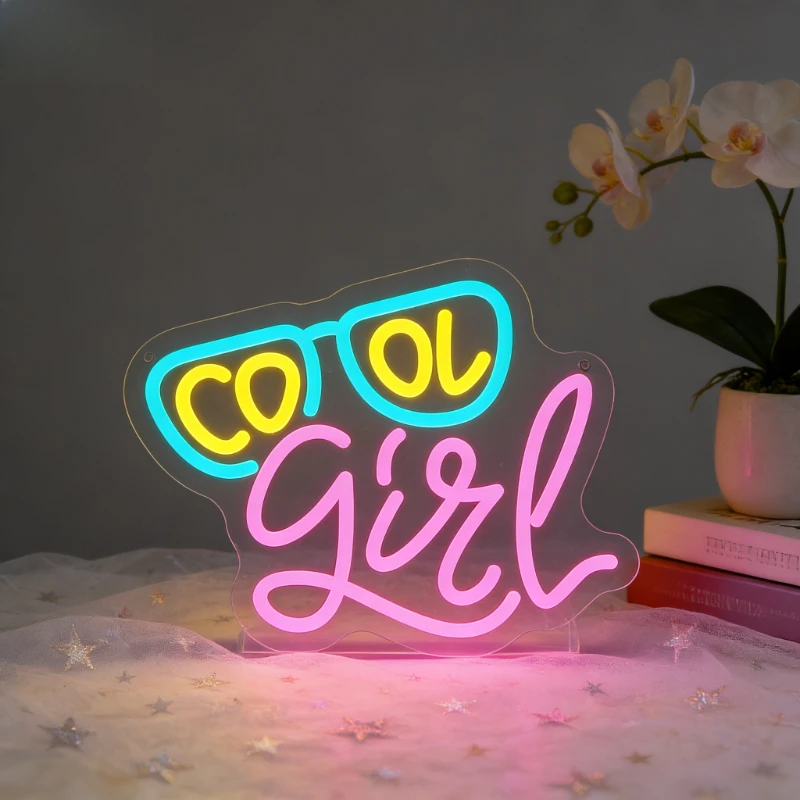 

Неоновая LED-лампа в форме очков для девочек, USB, с регулировкой яркости, настенный декор для комнаты девочки, подростковой спальни, салона красоты, кафе, ретро-подарки