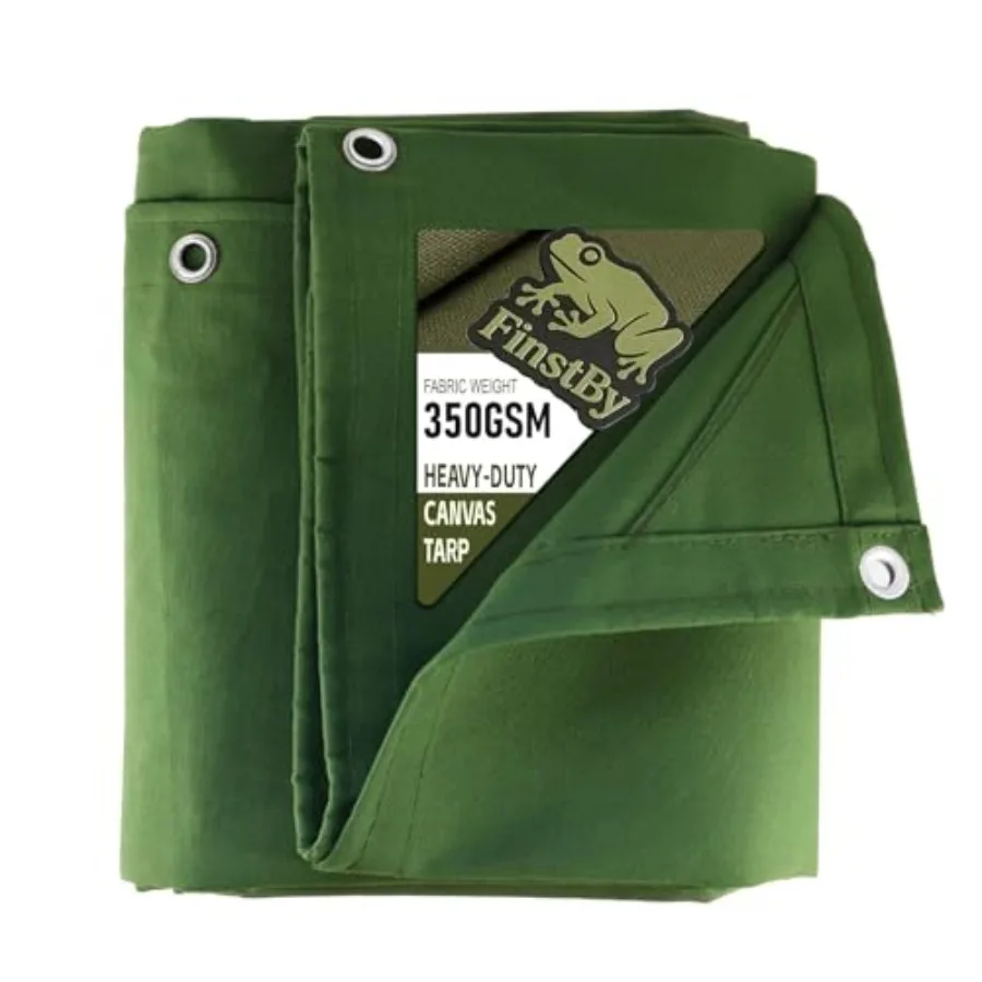 

6x8 ft Canvas Tarp with Rustproof Grommets Heavy Duty Multipurpose Tarpaulin Cover for Canopy Tent Roof Camping Woodpile-Green
