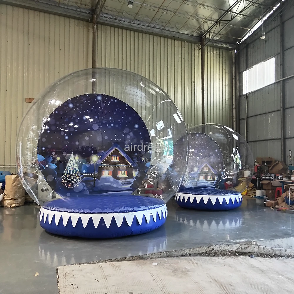 

Outdoor Giant Christmas Decoration Inflatable Snow Globe Transparent Bubble Tent Santa with Printed Background and Blower
