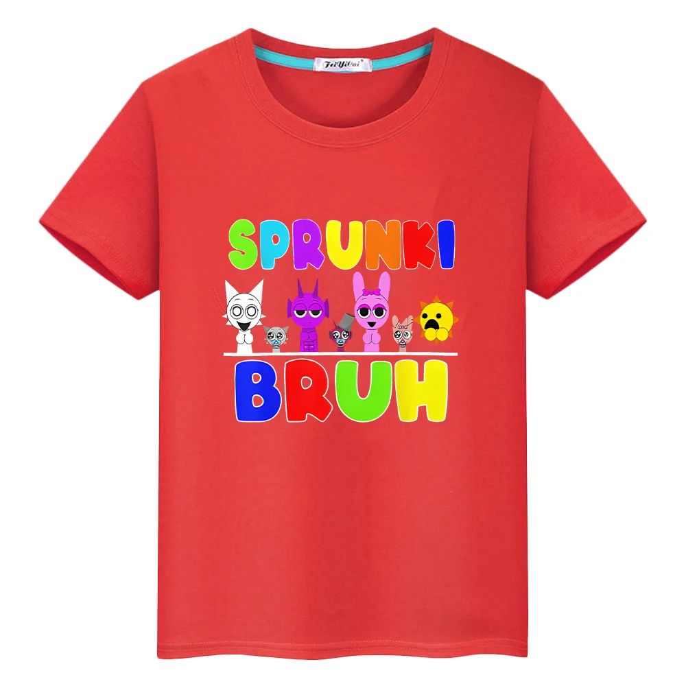 Camiseta para niños de 10 años con estampado de Sprunki, camisetas de anime 100% de algodón y2k de una pieza, camisetas cortas bonitas de Sprunki, camiseta del orgullo, ropa para niñas