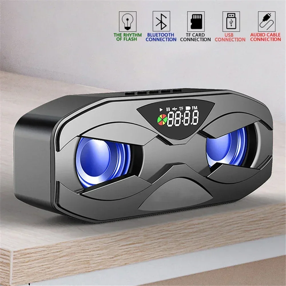 Wireless Loudspeaker  TF Card FM Radio Alarm Clock Support Subwoofer M5 Cool Robot Design Bluetooth Speaker LED Rhythm Flash