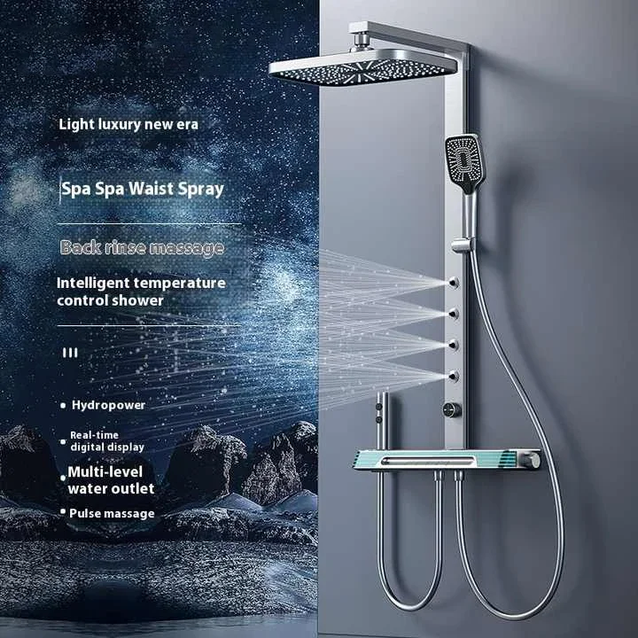 Spa Waist Spray Piano Digital Bathroom Shower Set 12 Inch Rain Shower Head Hot Cold Digital Piano Bathroom Shower System Faucets