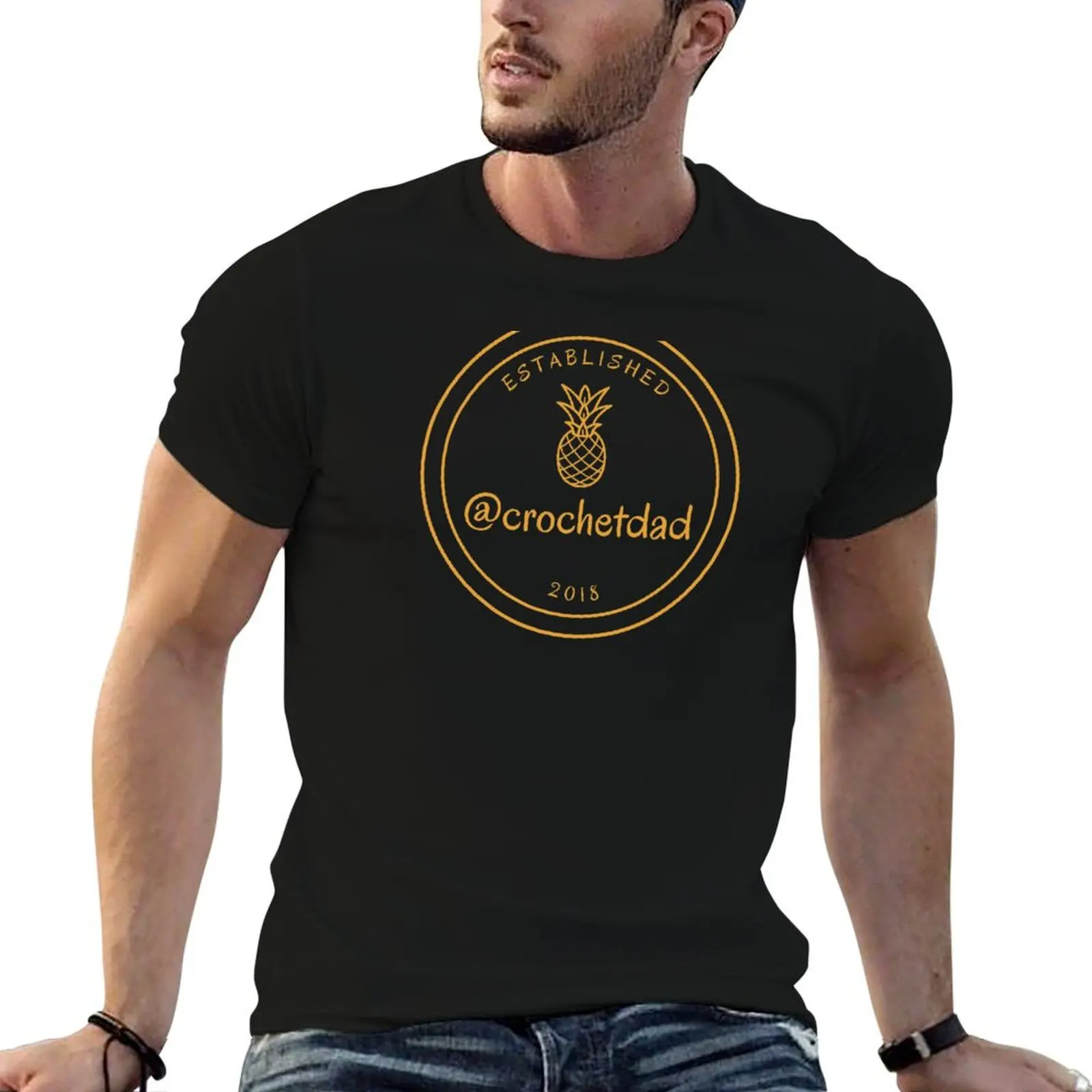 Crochet Dad T-Shirt Casual Lightweight Short Sleeve Top