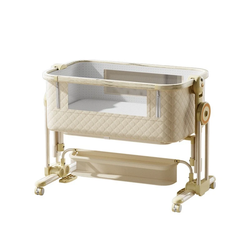 

Aluminum alloy crib movable foldable portable cradle multi-functional bb bed newborn splicing bed