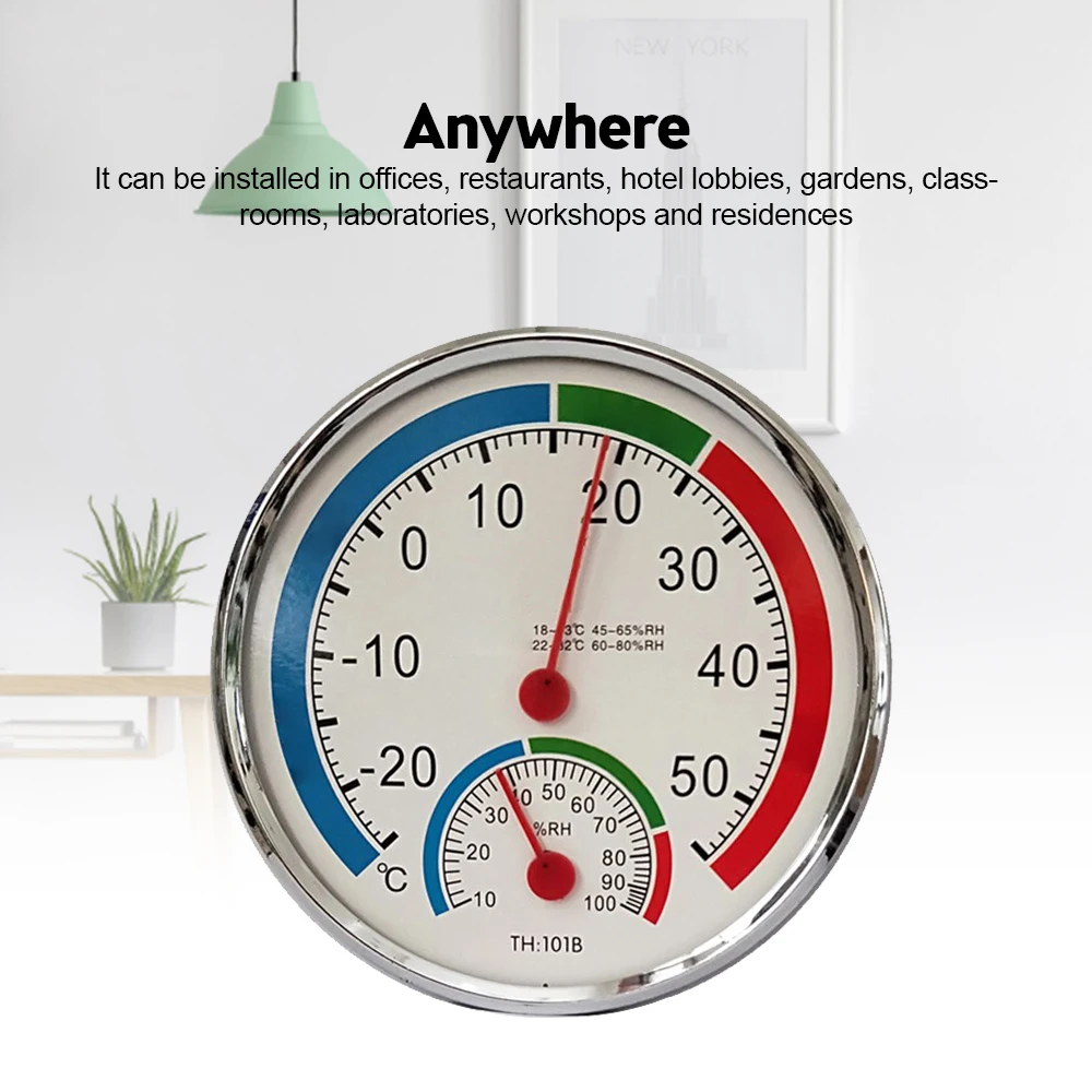 Mini Round Pointer -30℃-50℃ Temperature Meter 20%-100% Hygrometer Analog Thermometer Monitor Humidity Gauge for Indoor Outdoor