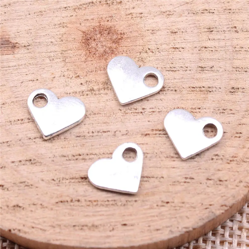 WYSIWYG 40pcs Charms 9x8mm Heart Charms For Jewelry Making DIY Jewelry Findings Antique Silver Color Alloy Charms Pendant