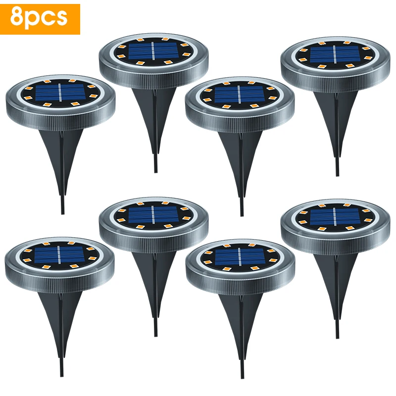 AMARYLLIS Solar Powered Boden Lichter IP65 Wasserdichte Outdoor LED Disk Lichter für Garten Nicht-Slip Landschaft Pfad Beleuchtung für Terrasse rasen 4
