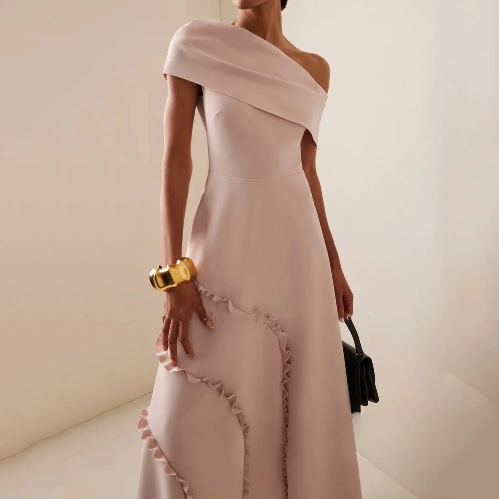 Op maat gemaakt Hoge kwaliteit Plooi Avond A-lijn Eén schouder Op maat gemaakte gelegenheid Enkellange Hoge kwaliteit Op maat gemaakte gelegenheidsjurken