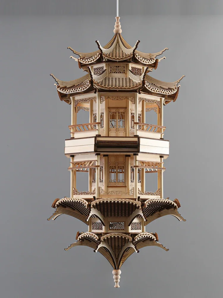 solid wood ancient building octagonal pavilion decorative ornaments  living room porch hotel courtyard reflection ornaments