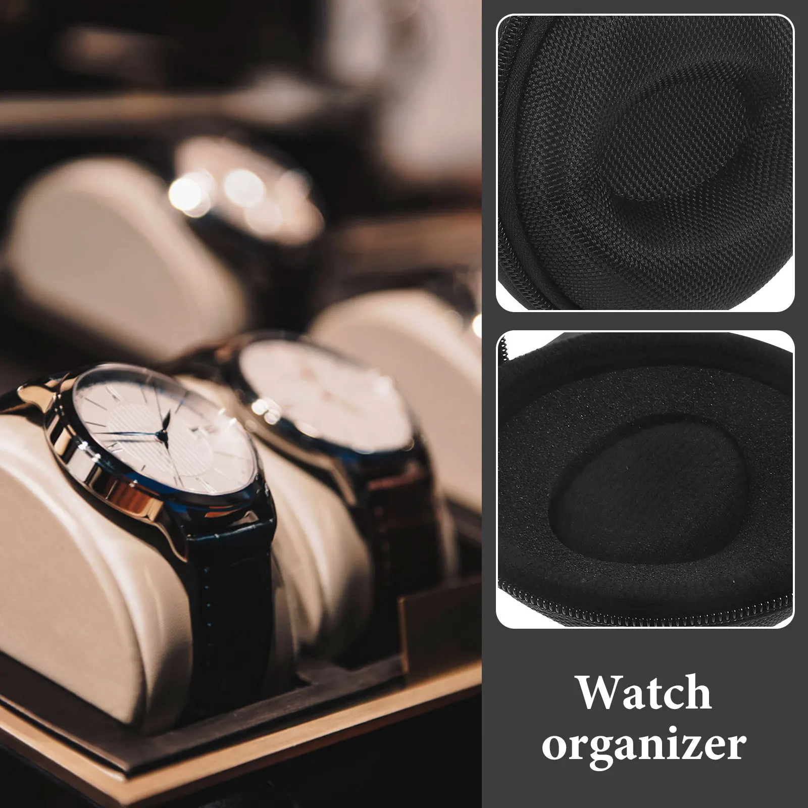 

2Pcs Portable Watch Case Eva Material Professional Watch Holder Travel Storage Box Zipper Closure Durable Anti-Fall Vibration