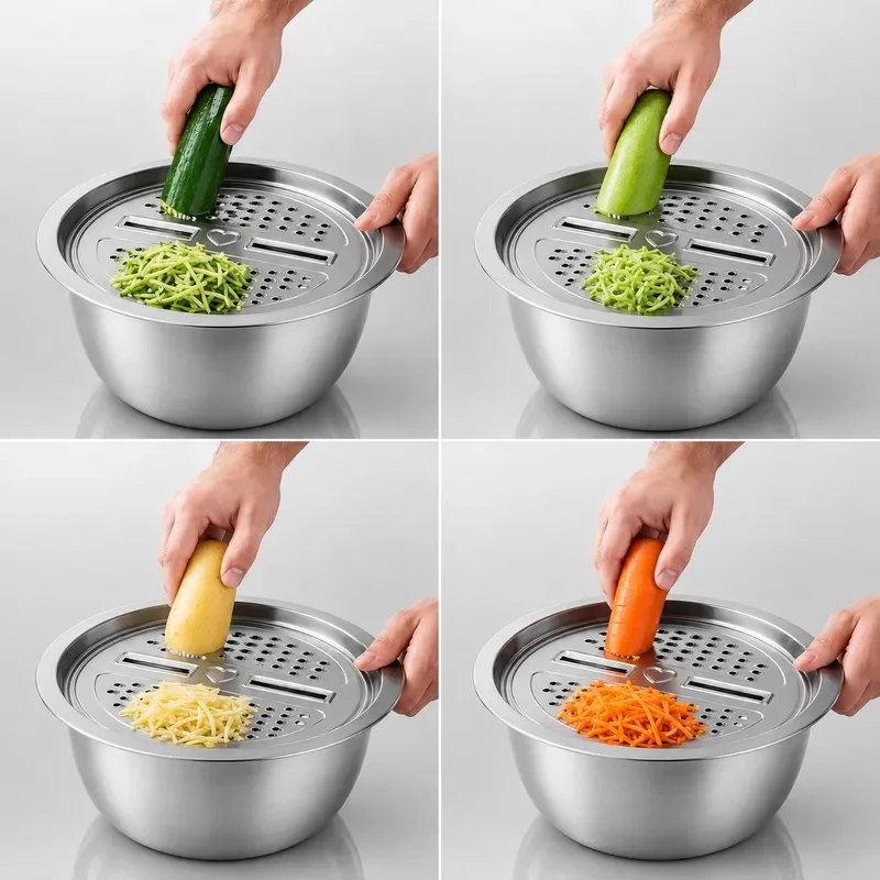 Cross-border hot-selling with wiping and slicing tray 304 stainless steel vegetable salad dehydrator Manual rotating drain