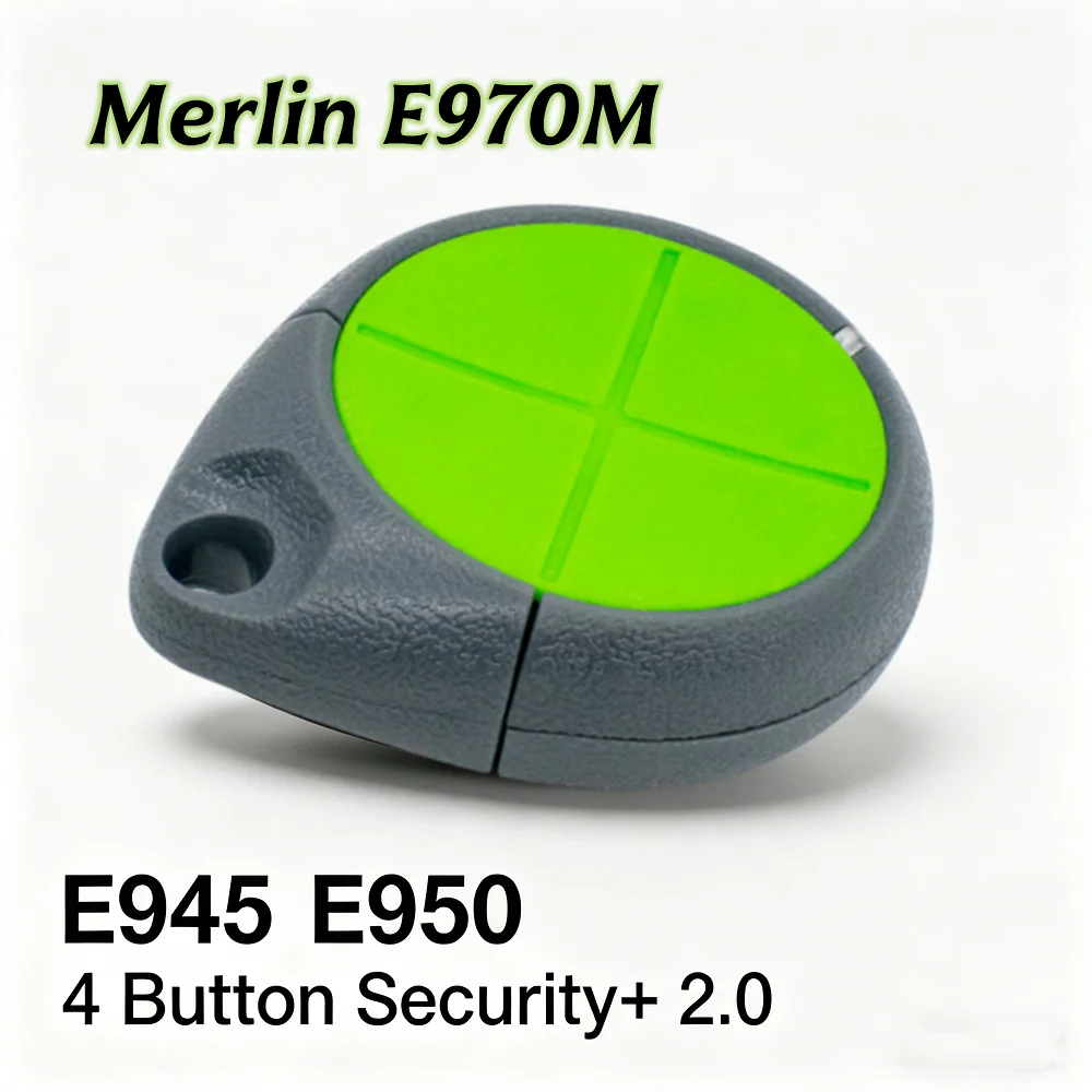 Merlin E970M Garage Door Remote 4 Button Security+ 2.0 433.92MHZ Rolling Code Compatible with E945 E950 Roller Door Gate Opener