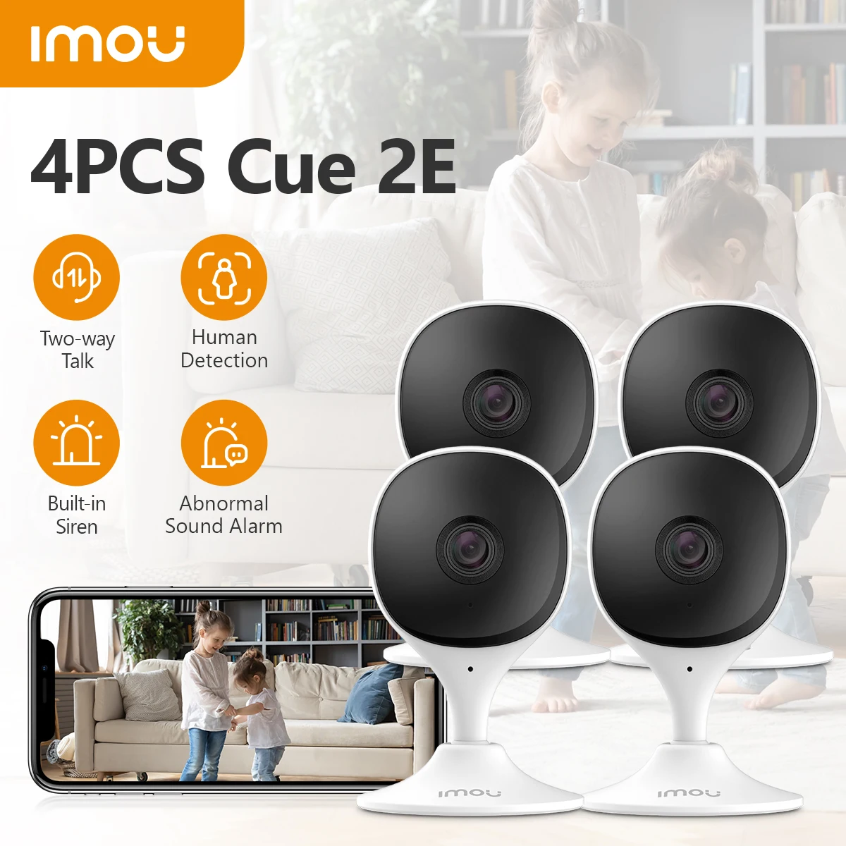 IMOU-cámara de seguridad interior para bebés, sistema inteligente de vigilancia con visión nocturna, wifi, IP, 4 piezas