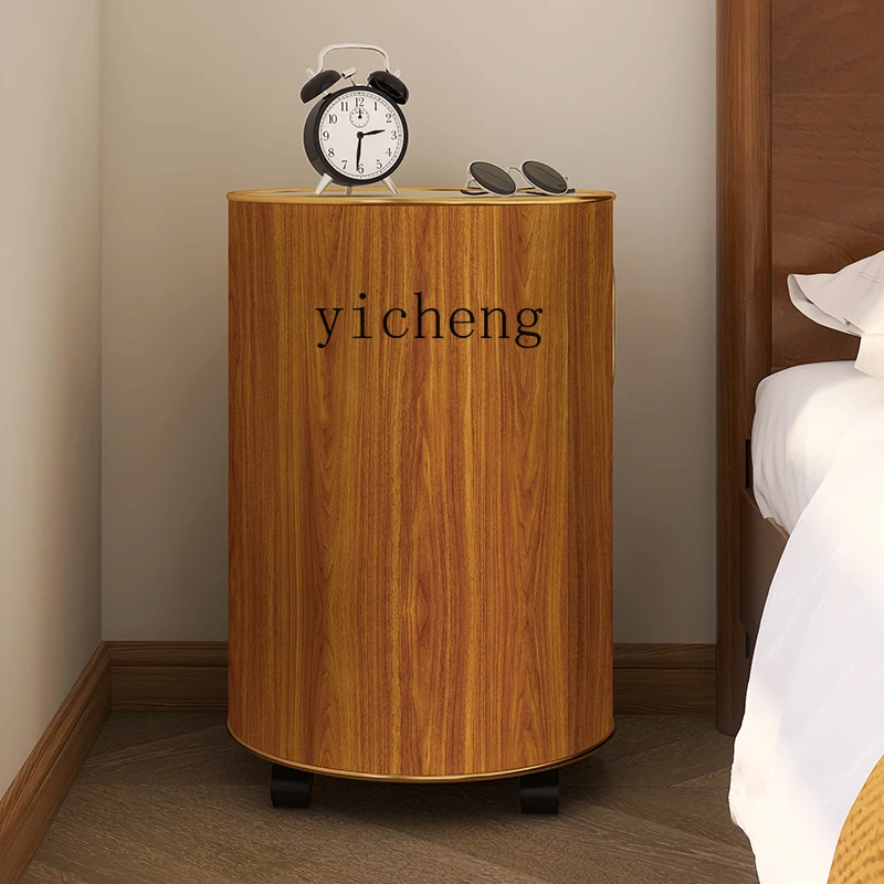 ZK bedside table household bedroom creative wood grain storage bedside table ultra-narrow mobile side table