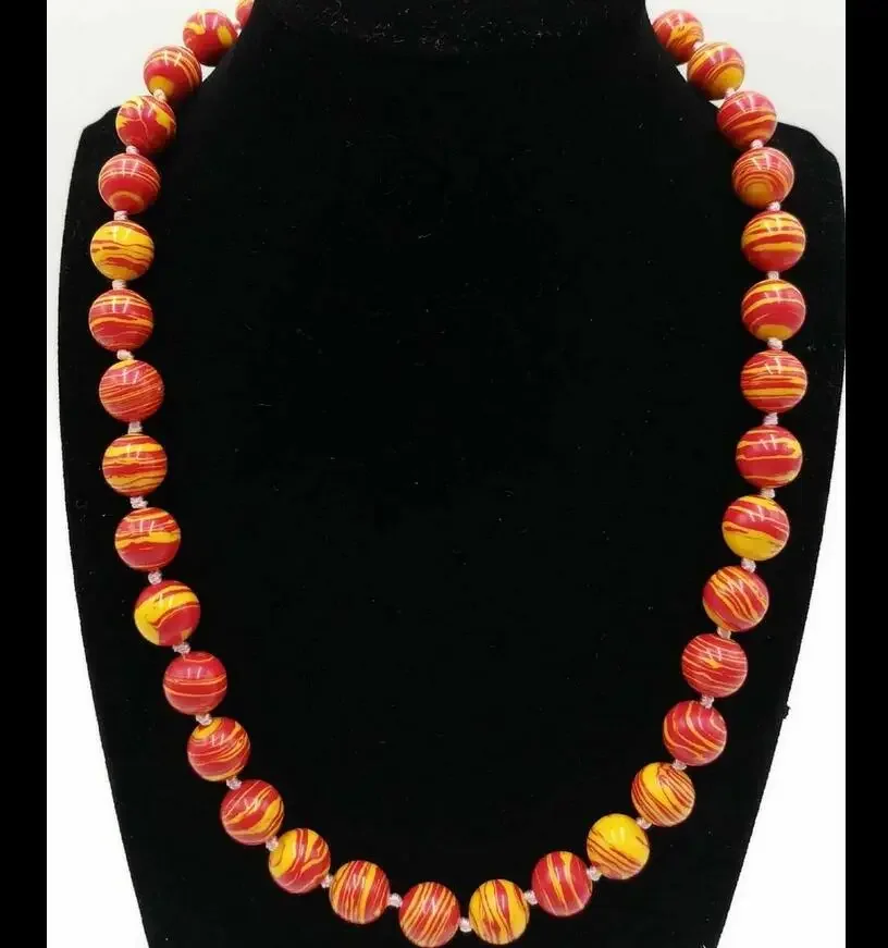 

lovely! 10mm orange multicolor Turquoise Bead Necklace 18“
