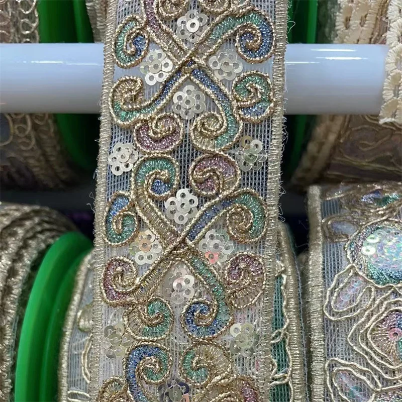 3-5cm Width Sequins Lace Trims Webbing Embroidered Ribbons Fabric for Dress Bag DIY Sewing Accessories