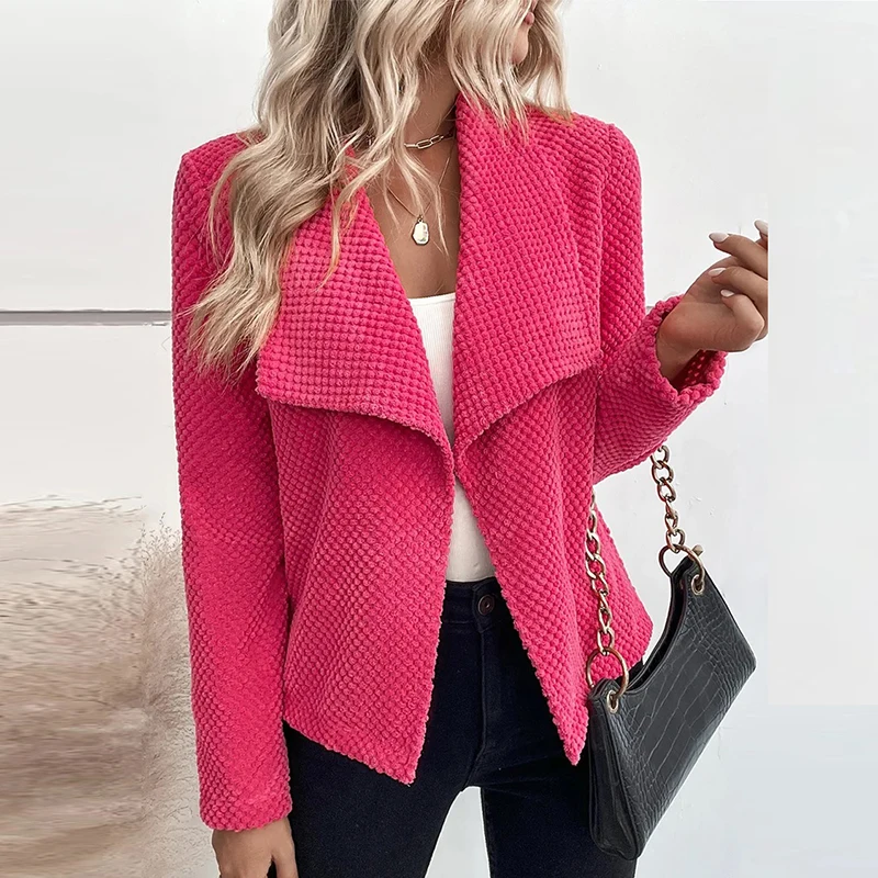 2023 capispalla donna elegante autunno inverno colletto rovesciato cappotto solido Vintage giacca moda donna Cardigan manica lunga top