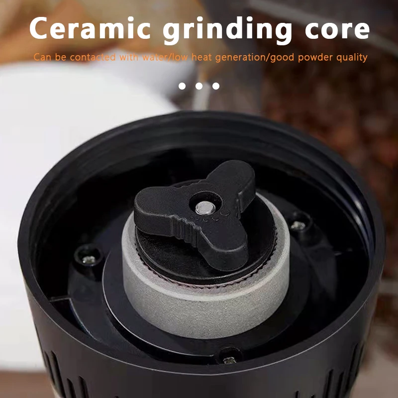 Electric Burr Coffee Grinder Adjustable Burr Mill Conical Coffee Bean Grinding with USB Charge Ceramic Grinding Coffee Beans view 3