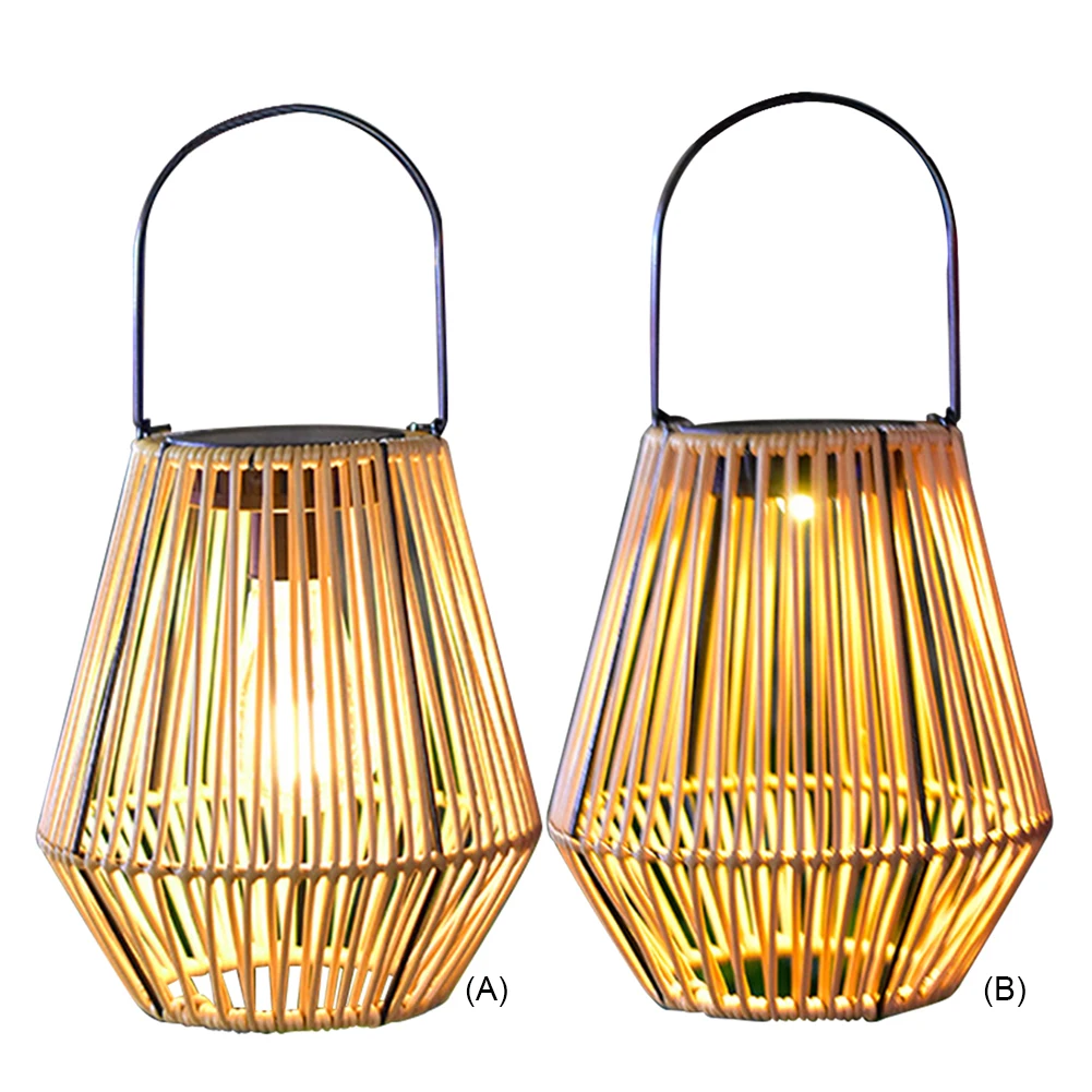 

Rattan Bamboo Lamp IP65 Waterproof Outside Big Rattan Solar Light Solar Powered Decorative Light for Garden Patio Courtyard Lawn