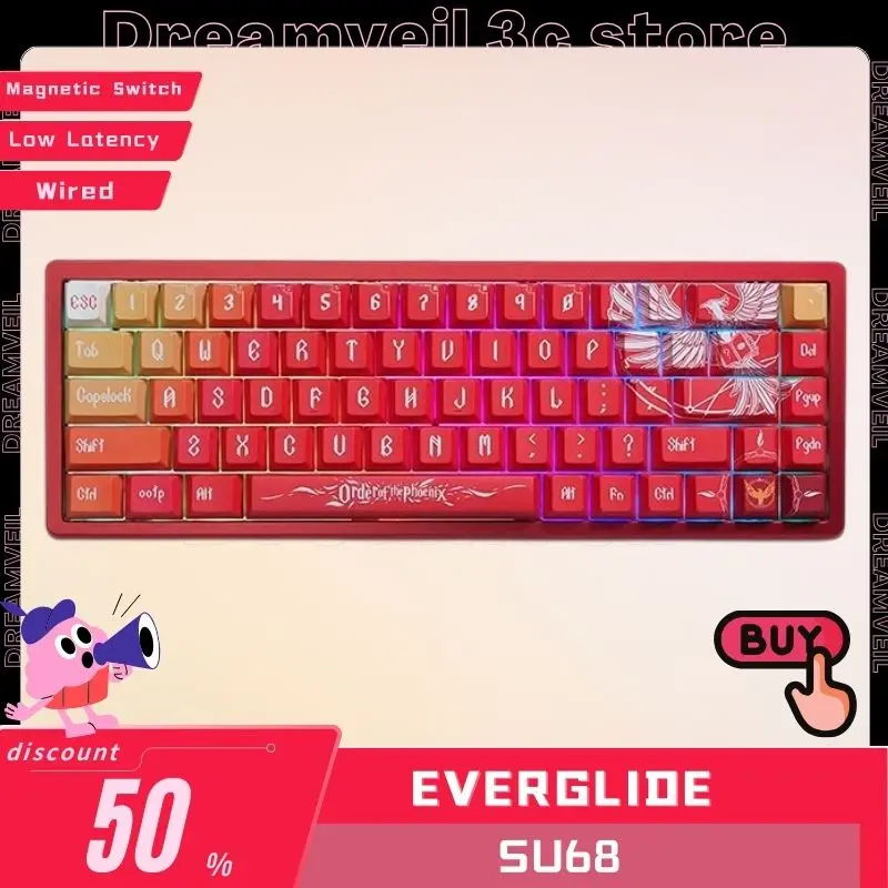 Everglide Su68 Mechanica Keyboard Magnetic Switch Wired Keyboard Cnc Metal Anode Low Latency Custom Rgb Esports Gaming Keyboards