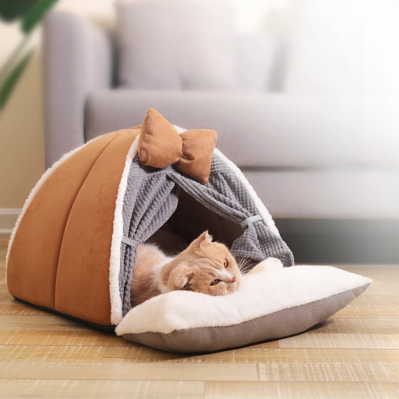 Nest Four Seasons Universal Winter House Closed Type Kitten Bed Tent Cat Nest Winter Warmth Niche Pour Chien Home Furniture