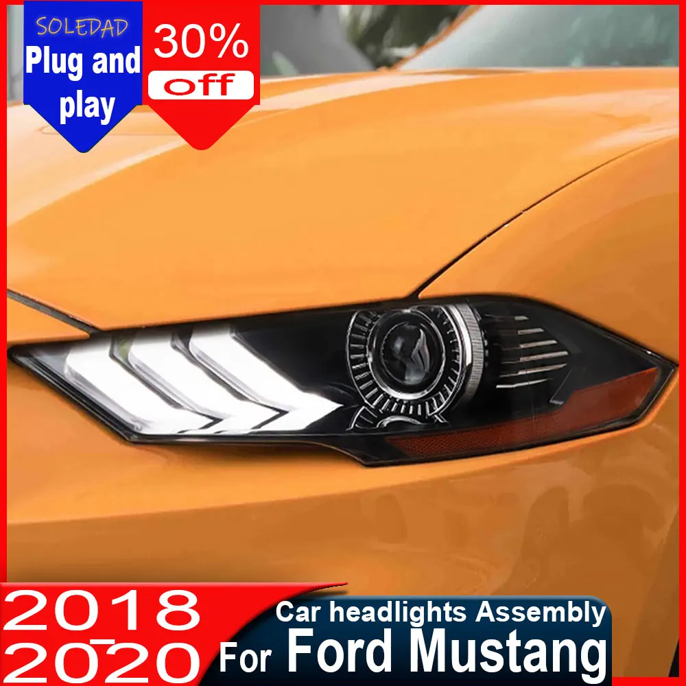 Car headlights for Ford Mustang 2018 2019 2020 Headlight Mustang Head Light DRL Turn Signal Low High Beam Projector Lens