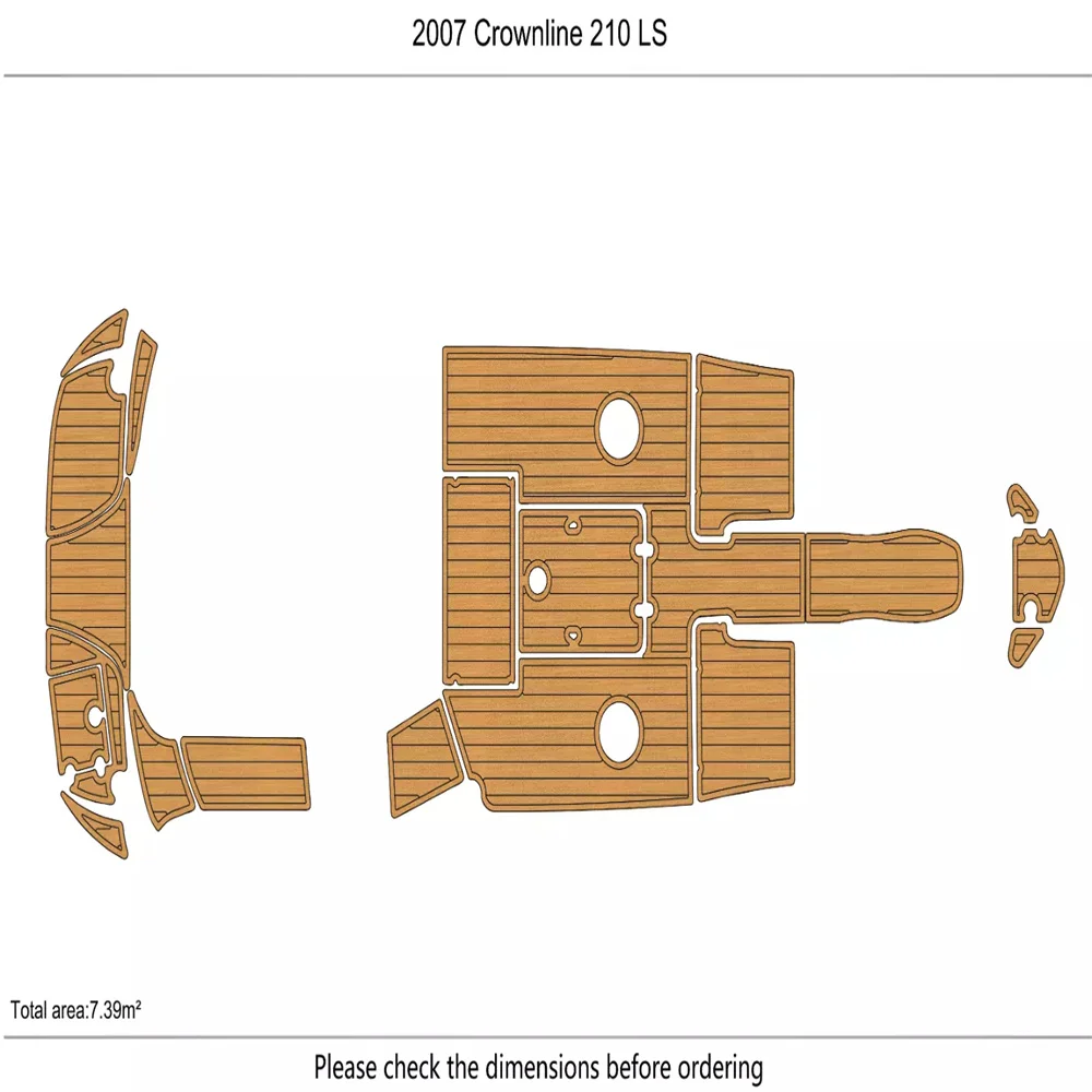 

2007 Crownline 220EX Cockpit & swim platform Pads 1/4" 6mm EVA Faux Teak Deck Mat SeaDek MarineMat Gatorstep Style Self Adhesive