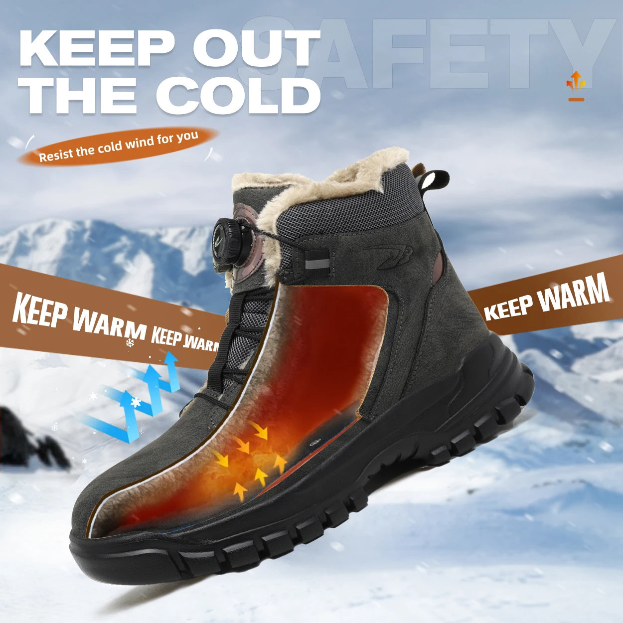 safety boots are anti-smashing and anti-puncture. Winter plush warm  Martin boots Labor protection shoes