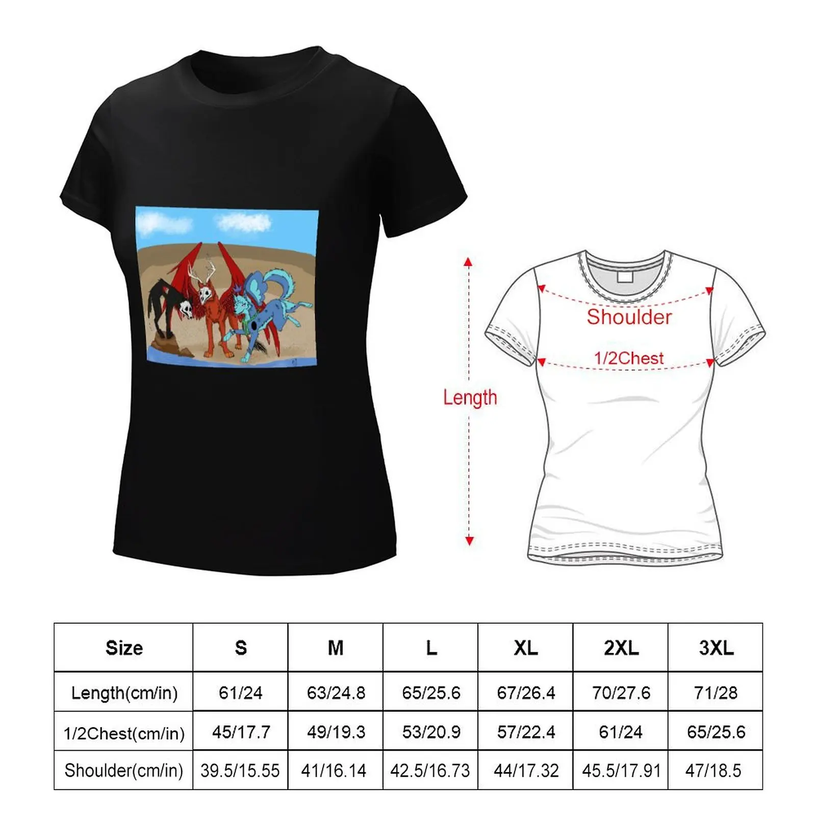 The Trio at the beach T-Shirt summer tops kawaii clothes Blouse Woman clothes