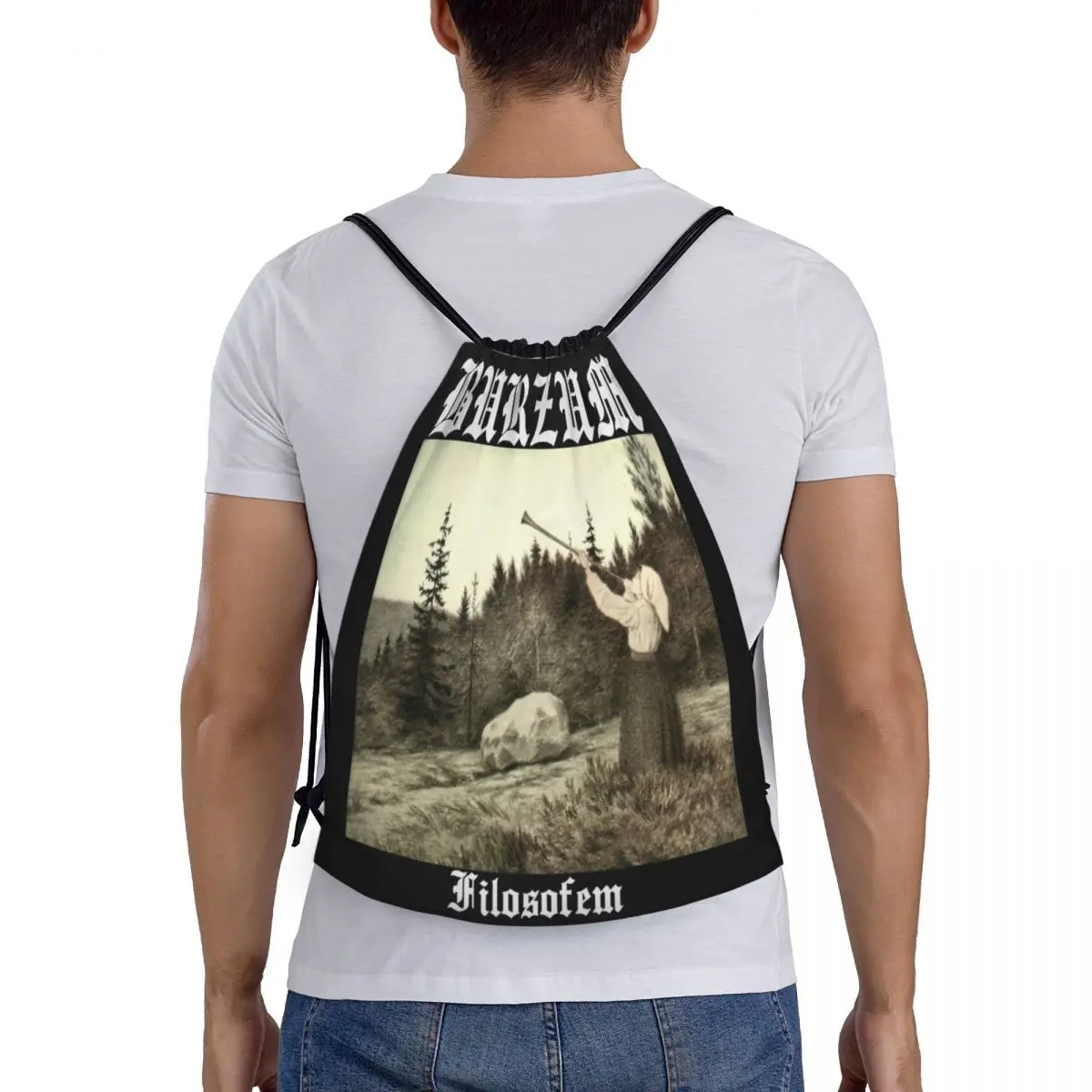 Black Metal Burzum Filosofem Drawstring Backpack Sports Gym Bag String Sackpack for Exercise