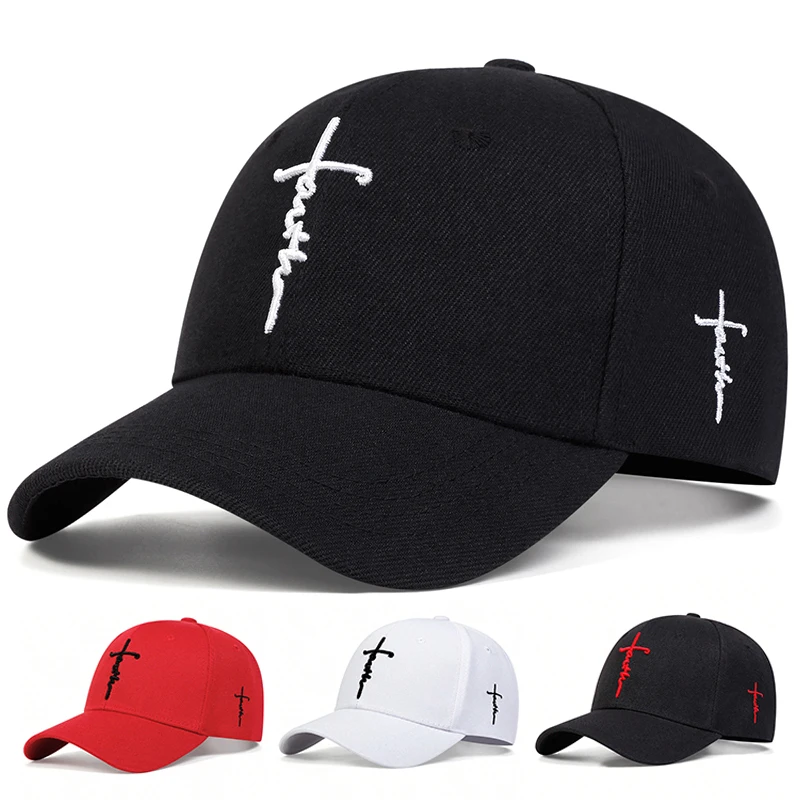 Modna czapka z daszkiem z haftem wiary mężczyźni kobiety wiosna lato kapelusze przeciwsłoneczne bawełna czapka typu Snapback Unisex Hip Hop czapki