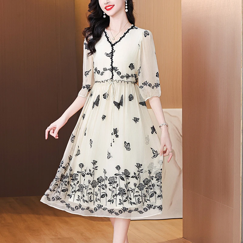 

Летнее женское винтажное кружевное сексуальное платье с v-образным вырезом и вышивкой, 2022, элегантное облегающее вечернее платье, весенние белые платья миди с короткими рукавами