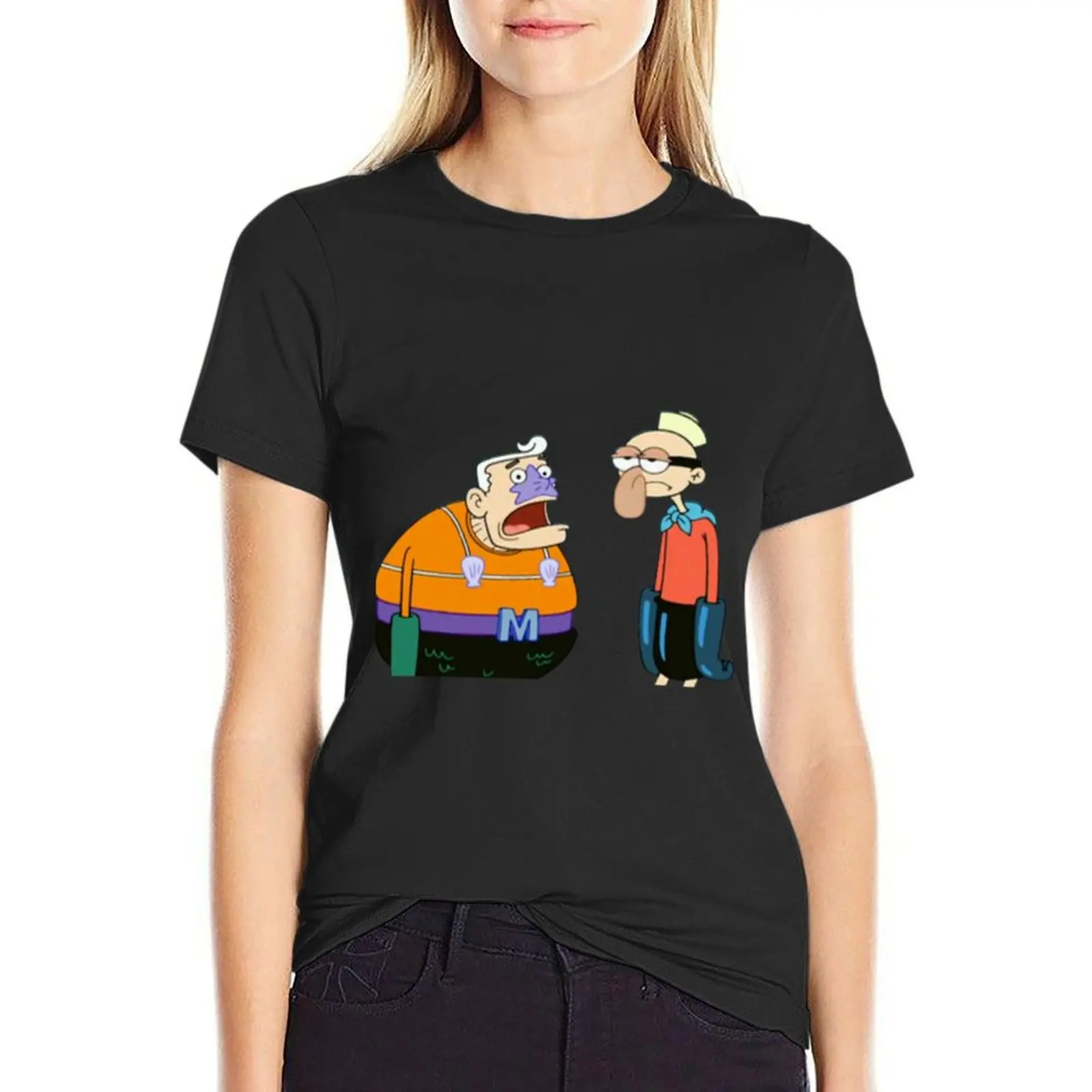 Mermaid Man and Barnacle Boy Essential . T-Shirt heavyweights plus size tops oversized workout shirts for Women