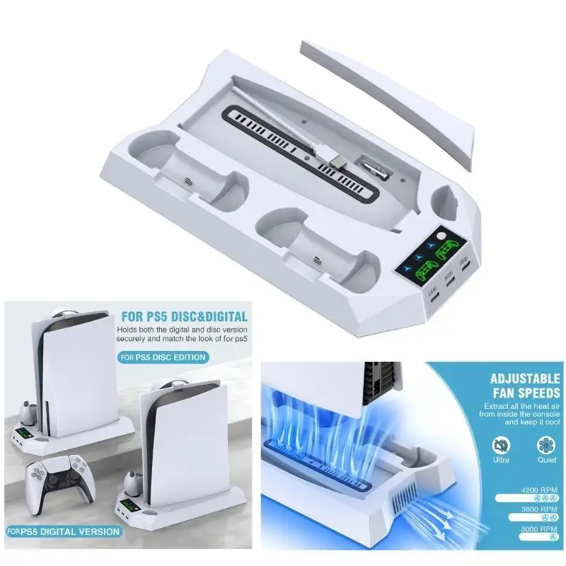 F62C Holder Stand Built-in Cooling Fan for P5 Digital Edition Game Console