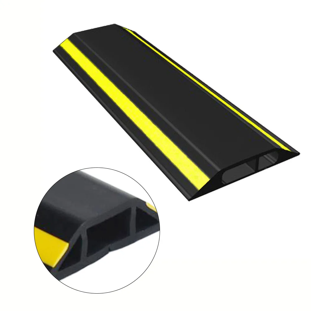 

1Pc Floor Cable Protection Cover 1M Soft PVC Black Yellow Protector Outdoor Cable Protection Cover For Home Office Gym