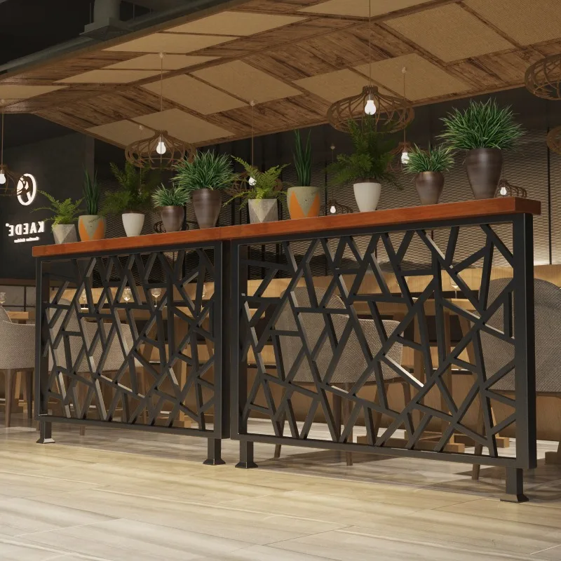 Wrought iron partition guardrail decoration hotel booth partition fence industrial style low wall bar fence restaurant screen