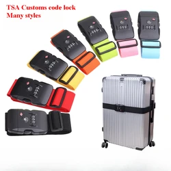 1pc Travel check fixed luggage Strap TSA Customs Code lock one line adjustable packing strap