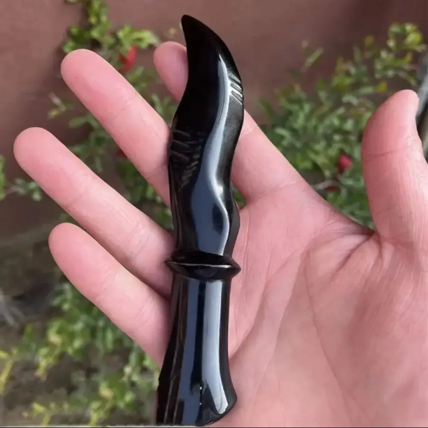 Natural Crystal ProtectionObsidian Dagger Healing Stone Handmade Knife Men Gifts Magic Talisman Sword Witch Supplies Ornament