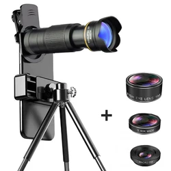 Phone Camera Lens 36X Telephoto 4in1 Telecope Zoom Macro Fisheye Wide Angel Lens Kit For Cellphone iPhone Samsung Xiaomi Huawei