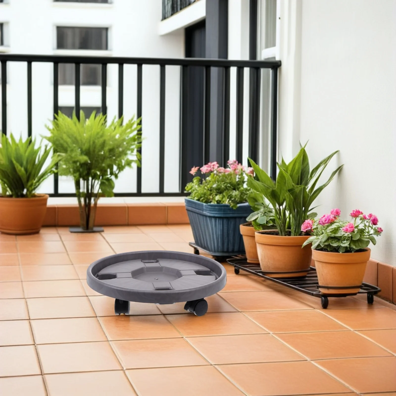 

2pcs Movable Plant Stand With Wheels: Round Rolling Planter Trolley Brake For Indoor Outdoor Use Flower Pot Holder Tray, Planter