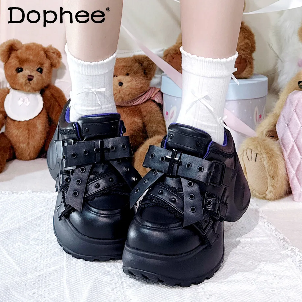 

Женские кроссовки на толстой подошве в стиле японской субкультуры, весна 2026, черные, повседневные, модные, для девушек