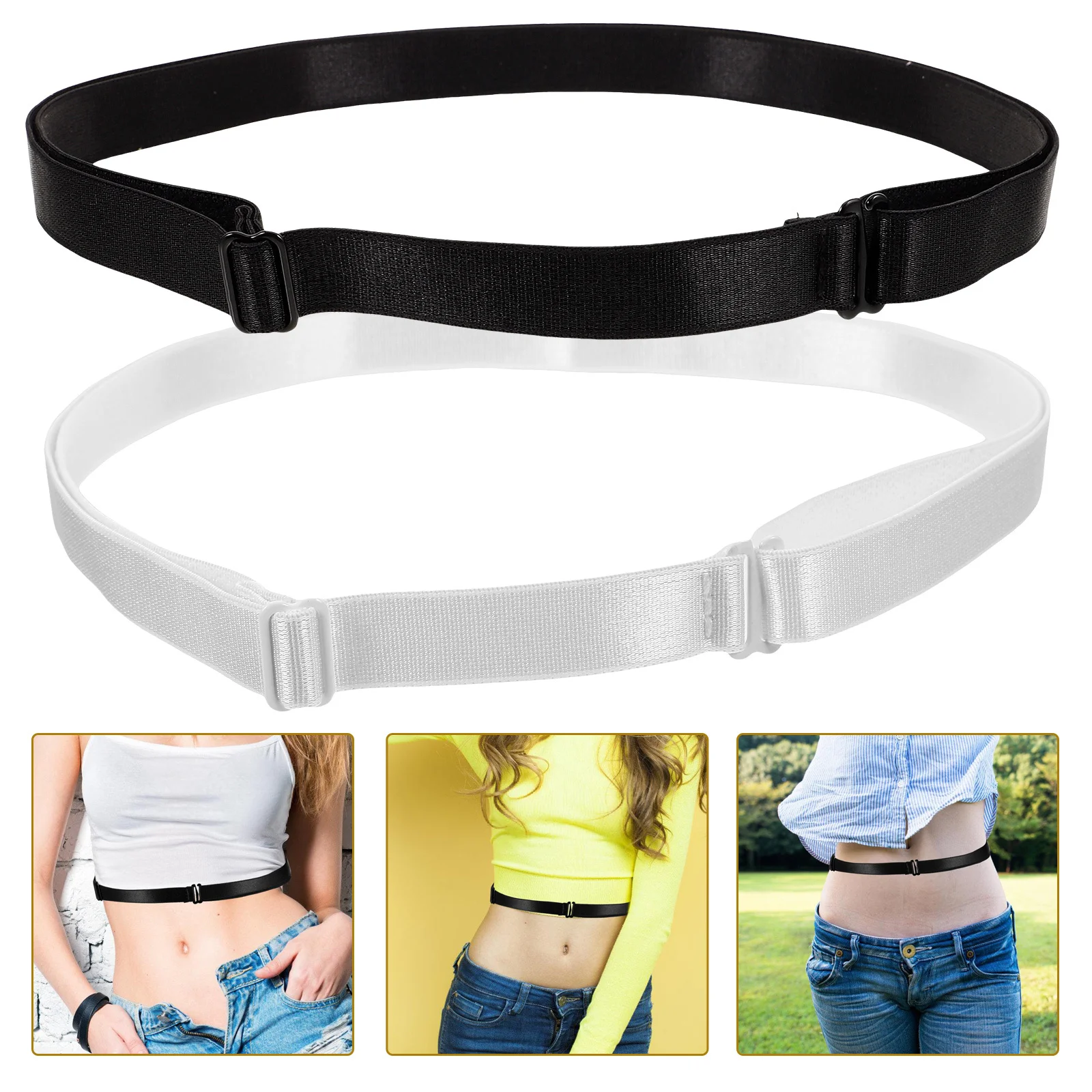 

2Pcs Women Stretch Elastic Belt Wide Waist Dress Belt Durable Comfortable Stylish Waistband for Dresses Stretchy Belts Women