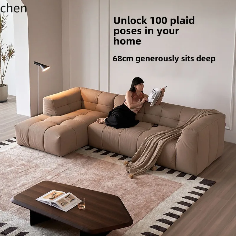 

HYS marshmallow fabric sofa living room straight row simple cloud sofa home decoration accessories